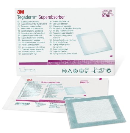 3M Tegaderm Superabsorber Dressing Polypropylene 3-7/8 X 3-7/8 Inch Sterile - 90701