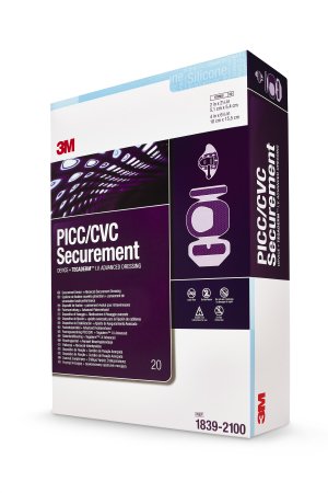 3M Tegaderm - PICC/CVC Securement Device + Tegaderm I.V. Advanced Securement Dressing Film 4 X 6-1/8 Inch Sterile - 1839-2100