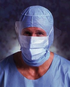 Barrier Extra Protection - Surgical Mask with Eye Shield Anti-fog Shield Pleated Tie Closure One Size Fits Most Blue NonSterile Not Rated Adult - 42321