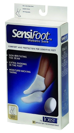 JOBST Sensifoot Mini Crew - Diabetic Compression Socks Ankle High X-Large White Closed Toe - 110879