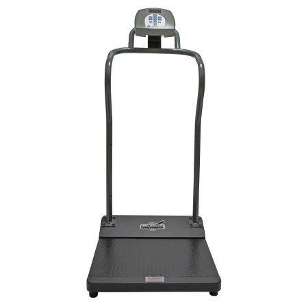 Health O Meter - Floor Scale with Handrail TFT Digital Display 1000 lbs. / 454 kg Capacity Gray AC Adapter / Battery Operated - 3001KL-AMUA