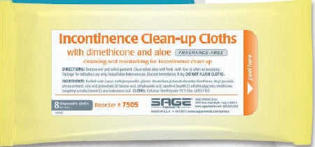 Sage Products Incontinence Care Wipe Sage Soft Pack Dimethicone Unscented 8 Count - 7505
