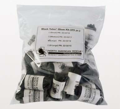 North American Rescue Black Talon Exam Glove Large NonSterile Nitrile Extended Cuff Length Fully Textured Black Not Chemo Approved - ZZ-0216