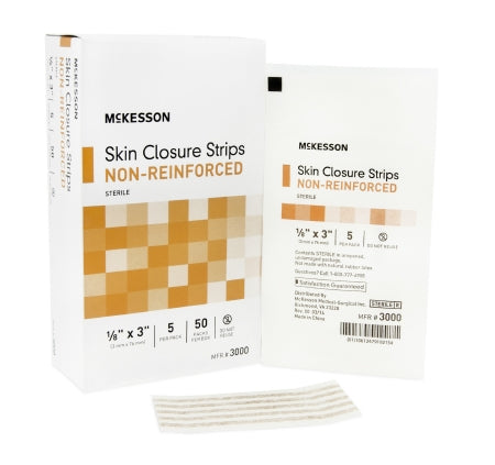 McKesson McKesson Skin Closure Strip 1/8 X 3 Inch Nonwoven Material Flexible Strip Tan - 3000
