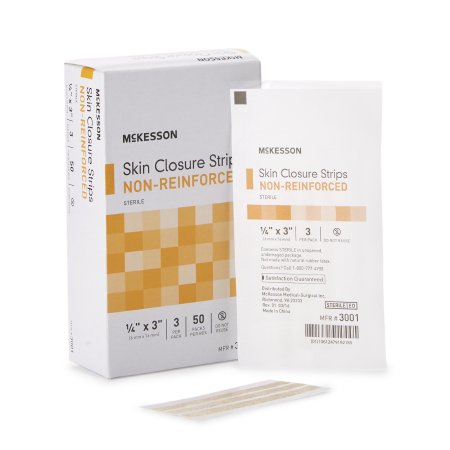 McKesson - Skin Closure Strip 1/4 X 3 Inch Nonwoven Material Flexible Strip Tan - 3001