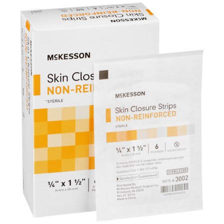 McKesson - Skin Closure Strip 1/4 X 1-1/2 Inch Nonwoven Material Flexible Strip Tan - 3002
