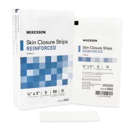 McKesson McKesson Skin Closure Strip 1/8 X 3 Inch Nonwoven Material Reinforced Strip White - 3006