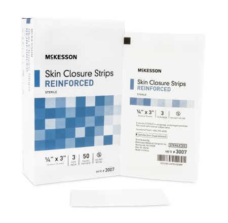 McKesson McKesson Skin Closure Strip 1/4 X 3 Inch Nonwoven Material Reinforced Strip White - 3007