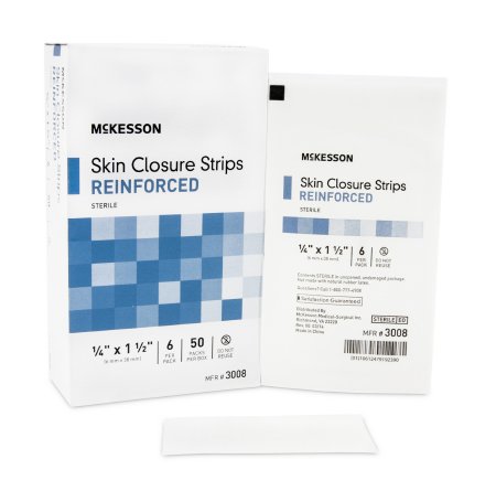 McKesson McKesson Skin Closure Strip 1/4 X 1-1/2 Inch Nonwoven Material Reinforced Strip White - 3008