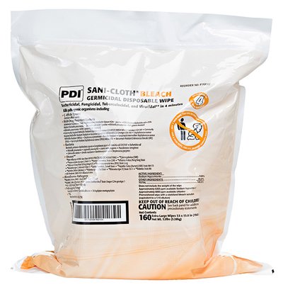 Professional Disposables Sani-Cloth Bleach Surface Disinfectant Cleaner Refill Germicidal Wipe 160 Count Bag Disposable Chlorine Scent - P700RF