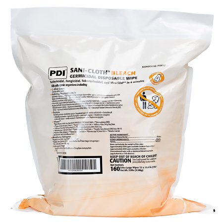 Sani-Cloth Bleach - Surface Disinfectant Cleaner Refill Premoistened Germicidal Manual Pull Wipe 160 Count Bag Chlorine Scent NonSterile - P700RF