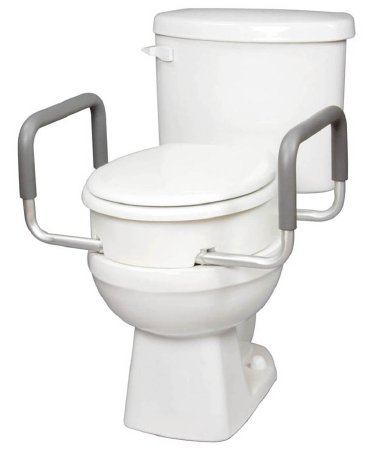 Carex - Raised Toilet Seat with Arms 3-1/2 Inch Height White 250 lbs. Weight Capacity - FGB31700 0000