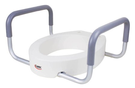 Carex - Elongated Raised Toilet Seat with Arms 3-1/2 Inch Height White 250 lbs. Weight Capacity - FGB31600 0000