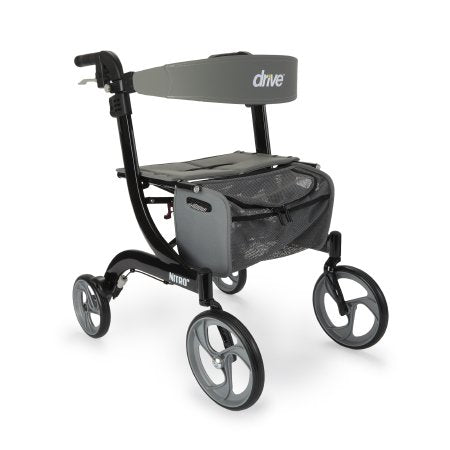 drive Nitro - 4 Wheel Rollator Black Adjustable Height / Folding Aluminum Frame - RTL10266BK