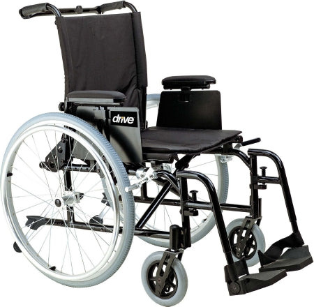 drive Cougar - Lightweight Wheelchair Dual Axle Desk Length Arm Swing-Away Footrest Black Upholstery 18 Inch Seat Width Adult 250 lbs. Weight Capacity - AK518ADA-ASF
