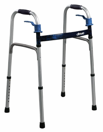 Drive Medical drive Deluxe Dual Release Folding Walker Aluminum Frame 350 lbs. Weight Capacity 25-1/2 to 32-1/2 Inch Height - 10225-4