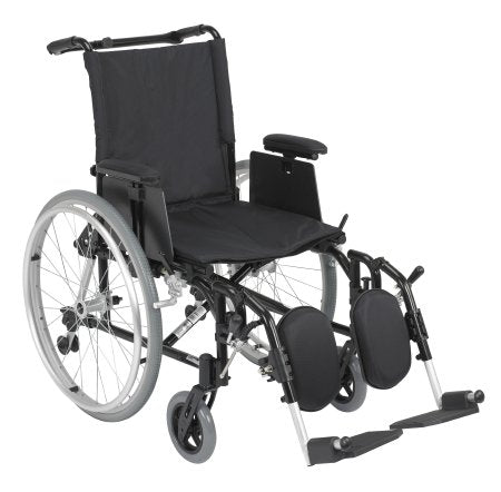 drive Cougar - Lightweight Wheelchair Dual Axle Desk Length Arm Swing-Away Elevating Legrest Black Upholstery 18 Inch Seat Width Adult 250 lbs. Weight Capacity - AK518ADA-AELR