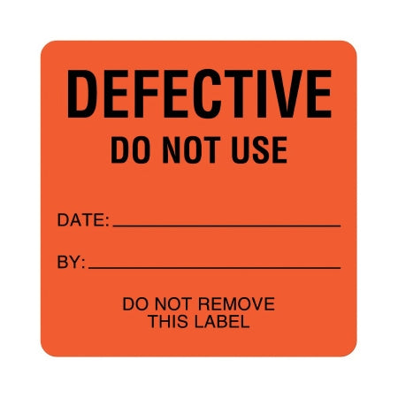 United Ad Label - Pre-Printed Label Advisory Label Fluorescent Red Paper DEFECTIVE DO NOT USE/DATE:_______/BY:_____DO NOT REMOVE THIS LABEL Safety and Instructional 2-1/2 X 2-1/2 Inch - ULBE203