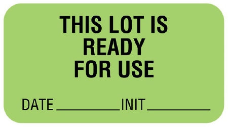 United Ad Label UAL Pre-Printed Label Instructional Label THIS LOT IS READY FOR USE DATE____________INIT____________ Light Green 7/8 X 1-5/8 Inch - ULQC223