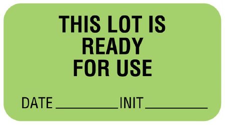 UAL - Pre-Printed Label Advisory Label Light Green Paper THIS LOT IS READY FOR USE DATE____________INIT____________ Quality Control Label 7/8 X 1-5/8 Inch - ULQC223
