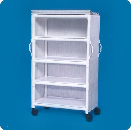 IPU Deluxe 4 Shelf Linen Cart with Cover 4 Inch Casters 53 lbs. - LC36-4