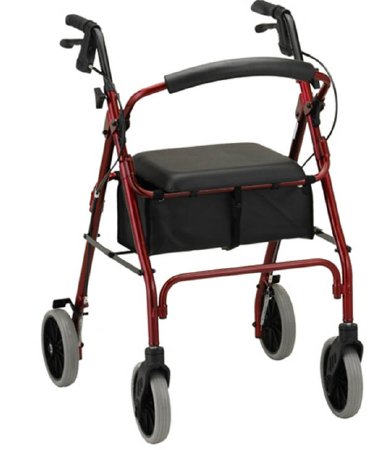 Nova Ortho-Med Zoom 24 4 Wheel Rollator Red Aluminum Frame 17-1/2 Inch - 4224RD