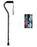 Nova Ortho-Med NOVA Offset Cane Nova Aluminum 30 to 39 Inch Height Black with Flowers Design - 1070BF