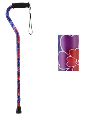 Nova Ortho-Med NOVA Offset Cane Nova Aluminum 30 to 39 Inch Height Maui Flowers Design - 1070MF