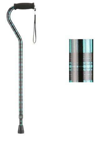 Nova Ortho-Med NOVA Offset Cane Nova Aluminum 30 to 39 Inch Height Green Plaid Design - 1070BP