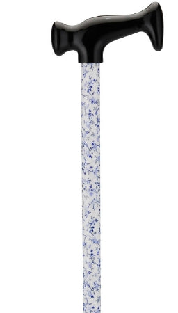 Nova Ortho-Med T-Handle Cane Aluminum 28 to 39 Inch Height White with Blue Flowers Design - 2022