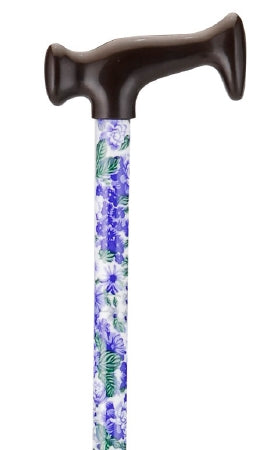 Nova Ortho-Med T-Handle Cane Aluminum 28 to 39 Inch Height Lilacs and Green Leaves Design - 2014