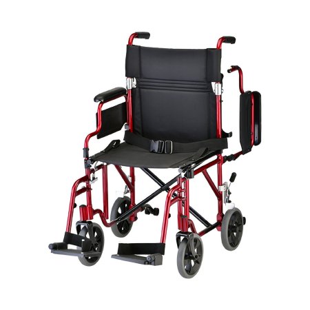 Nova Ortho-Med - Transport Chair Aluminum Frame 300 lbs. Weight Capacity Desk Length / Padded / Removable / Reversible Arm Red Upholstery - 349R