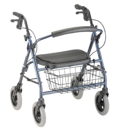 Nova Ortho-Med Mini Mack Bariatric 4 Wheel Rollator Blue Heavy Duty Aluminum Frame - 4214BL