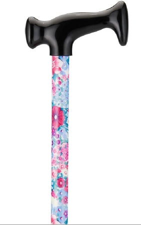 Nova Ortho-Med T-Handle Cane Aluminum 28 to 39 Inch Height Purple and Pink Flowers Design - 2011