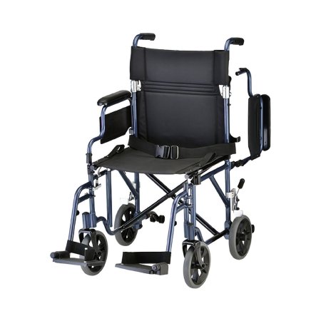 Nova Ortho-Med - Transport Chair Aluminum Frame 300 lbs. Weight Capacity Desk Length / Padded / Removable / Reversible Arm Blue Upholstery - 349B