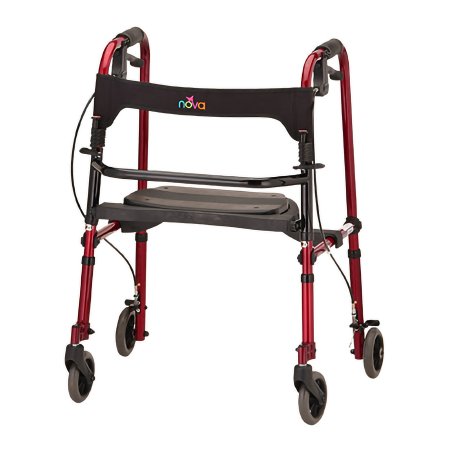Cruiser De-Light - 4 Wheel Rollator Red Adjustable Height / Folding Aluminum Frame - 4010RD