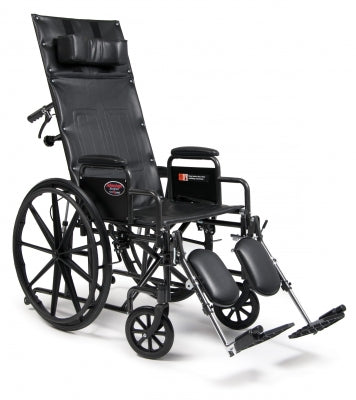 Graham-Field Advantage Reclining Wheelchair Full Length Arm Removable Arm Style Mag Wheel Black 18 Inch Seat Width 300 lbs. Weight Capacity - 3K010150