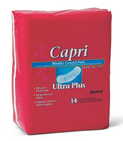 Capri - Bladder Control Pad 13 Inch Length Light Absorbency Polymer Core One Size Fits Most Adult Unisex Disposable - Medline - MSC327100