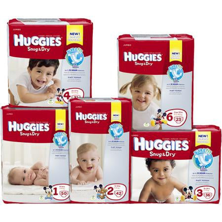Kimberly Clark Huggies Snug & Dry Baby Diaper Tab Closure Size 1 Disposable Heavy Absorbency - 40653