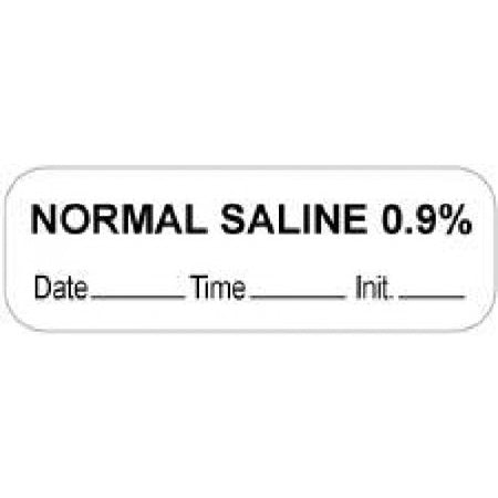 Precision Dynamics Pre-Printed Label Anesthesia Label Normal Saline 0.9% White 1/2 X 1-1/2 Inch - 59726671