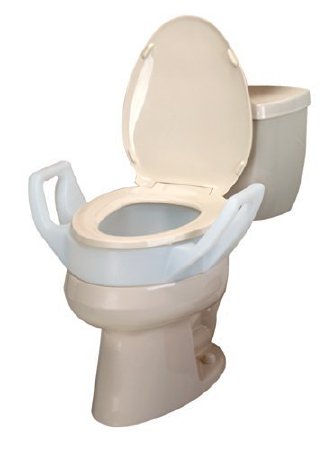 Maddak Bath Safe Raised Toilet Seat with Arms 4 Inch Height Brown 300 lbs. Weight Capacity - 725753311