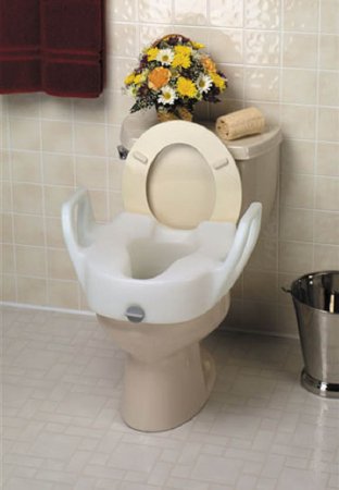 Maddak Raised Toilet Seat with Arms 11-1/2 Inch Height White 300 lbs. Weight Capacity - 725753111