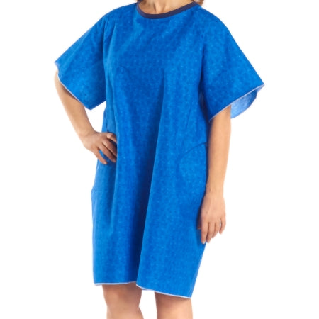 TieBack - Patient Exam Gown One Size Fits Most Blue Marble Print Reusable - 550BM
