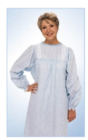TieBack - Patient Exam Gown One Size Fits Most Blue Plaid Print Reusable - 550BP