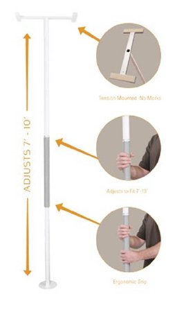 Stander - Security Pole / Grab Bar White Powder-Coated Steel - 1150-W
