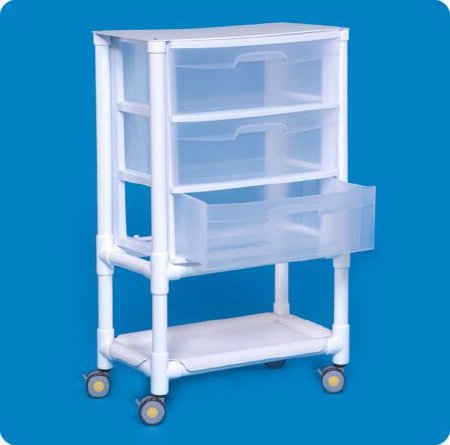 IPU - Mobile Cart Polypropylene 15.5 X 26.25 X 42 Inch, 7 X 15.5 X 19 Inch Drawer, 16 X 26 Inch Bottom Storage Shelf Three Large Supply Drawers - MRI-CNAC31