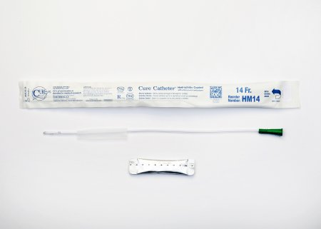 Cure Catheter - Urethral Catheter Straight Tip Hydrophilic Coated Plastic 14 Fr. 16 Inch - HM14