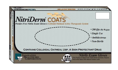 NitriDerm COATS - Exam Glove Medium NonSterile Nitrile Standard Cuff Length Fully Textured White Not Chemo Approved - 125202
