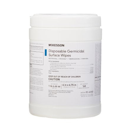 McKesson - Surface Disinfectant Premoistened Manual Pull Wipe 160 Count Canister Alcohol Scent NonSterile - 50-66160