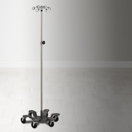 Clinton Industries IV Stand 6 Hooks 6-Leg, 4 Inch Heavy Duty Rubber Wheel Ball Bearing Casters, 23 Inch Powder-Coated Metal Base - IVS-736